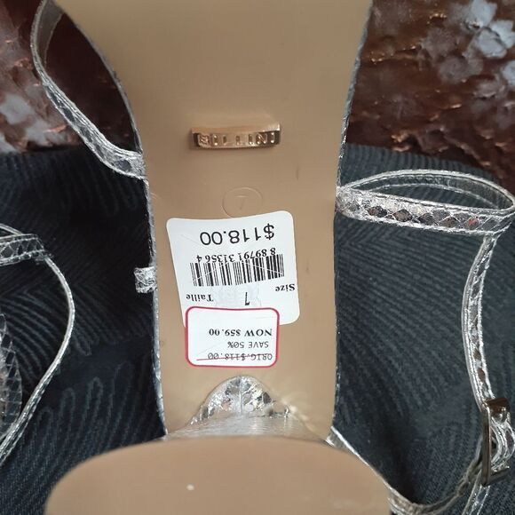 NWT Billini Faux Snakeskin Metallic Strappy Heeled Sandals - Picture 11 of 14